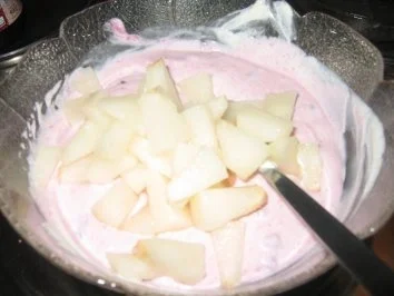 Dessert: Nashi Birnen Carpaccio mit Preiselbeerenquark - Rezept - Bild Nr. 2