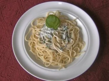 Rezept: Basilikum-Mascarpone-Sauce zu Spaghetti Basilikum-Mascarpone-Sauce zu Spaghetti - Rezept
