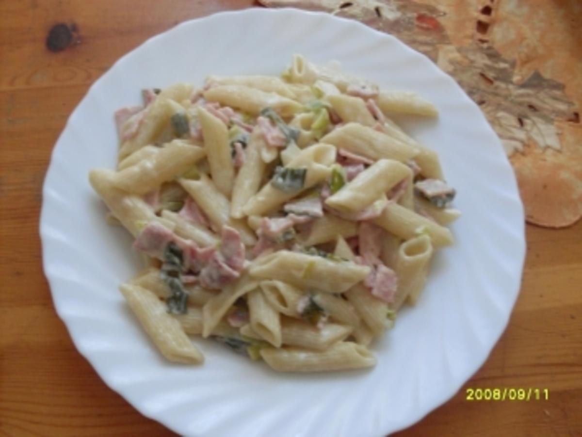 Schinkennudeln mit Nudeln nach Wahl und Frühlingszwiebeln - Rezept mit ...