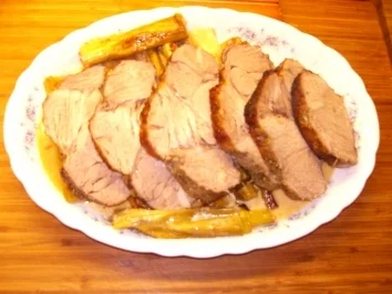 Rezept: Knoblauchbraten auf Lauchgemüse Knoblauchbraten auf Lauchgemüse - Rezept