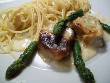 in Parmesansauce gratinierte Lende vom Schwein - Rezept