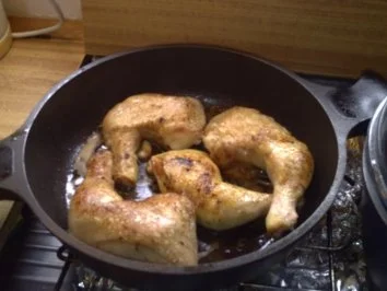 Hauptgericht: Hähnchenschenkel "Italienisch" mit Makkaroni und gemischten Salat - Bilder sind dabei - Rezept - Bild Nr. 2