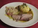 Senfschäufele mit Honigglasur, fränkischen Klößen und Dämpfkraut - Rezept