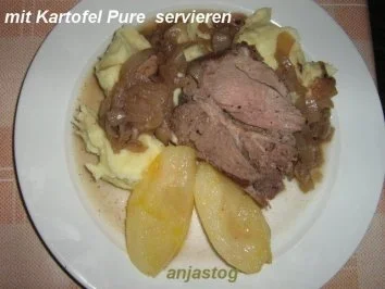 Rezept: Lammkeule mit Rotwein Zwiebeln und Birnen Bild Nr. 6 Lammkeule mit Rotwein Zwiebeln und Birnen - Rezept - Bild Nr. 6