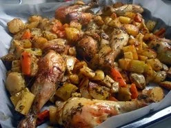 Hähnchenschenkel mit Gemüse und Reis in Honig - Rezept - Bild Nr. 4