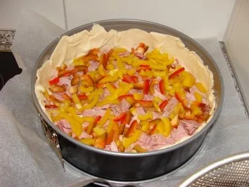 Rezept: Quiche mit Schinken, Paprika, Pilze u.a. Bild Nr. 2 Quiche mit Schinken, Paprika, Pilze u.a. - Rezept - Bild Nr. 2