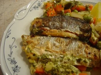 Heringsfilet im Gemüsebett überbacken... kalorienarm - Rezept - Bild Nr. 2