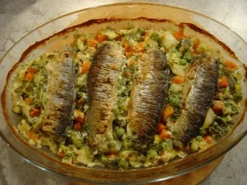 Heringsfilet im Gemüsebett überbacken... kalorienarm - Rezept - Bild Nr. 6