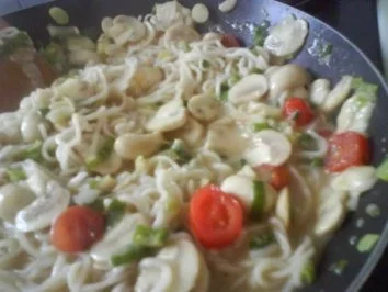 Pasta mit Lauch-Champignon-Sauce - Rezept