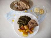 Eisbein mit Grünkohl und Röstkartoffeln - Rezept