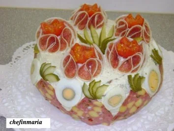 Rezept: Pikante Wurst - Brot - Torte Pikante Wurst - Brot - Torte - Rezept