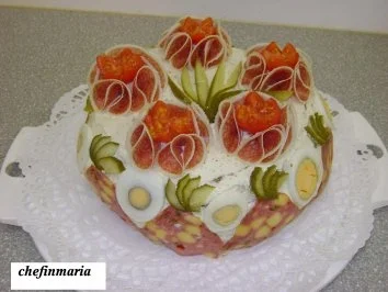 Rezept: Pikante Wurst - Brot - Torte Bild Nr. 2 Pikante Wurst - Brot - Torte - Rezept - Bild Nr. 2