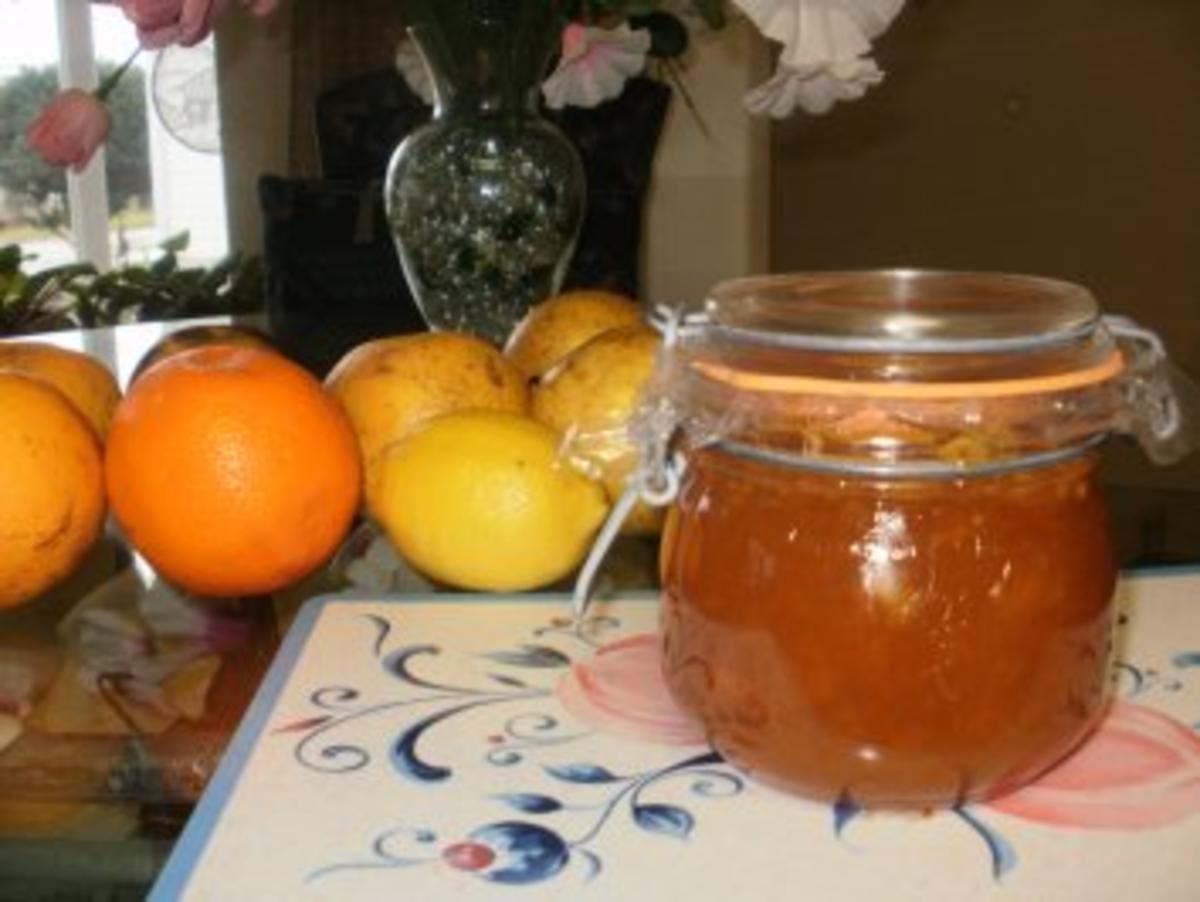 Marmalade- 3 Fruechte Marmalade von Zitrus - Ich habe immer zuviele Orangen, Zitronen und Grapefruit - Rezept