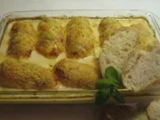 Hähnchenfilet mit Provolone-piccante Käsehaube - Rezept