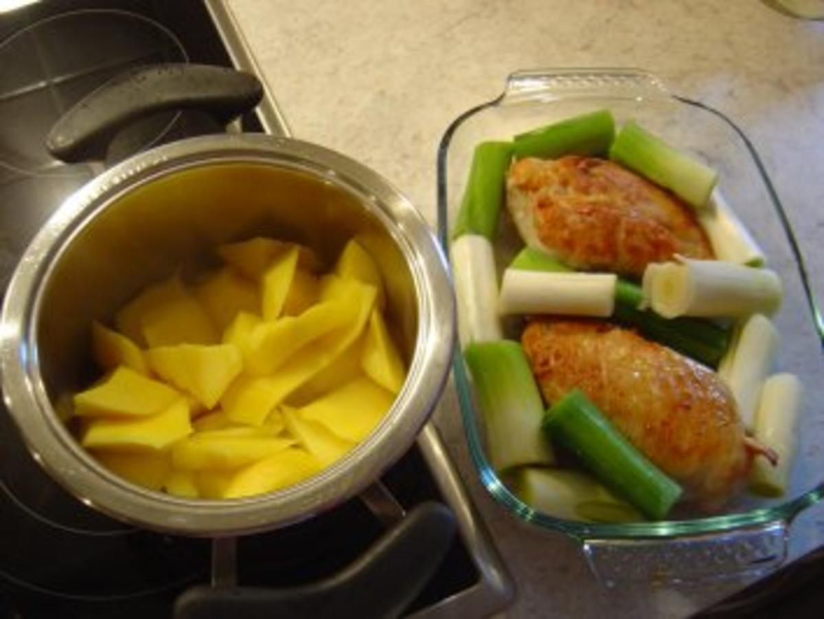 Hähnchenbrustfilet exotisch --- mit Mango-Ananas-Sauce und Porree überbacken - Rezept - Bild Nr. 5