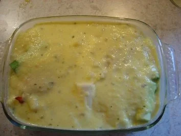 Rezept: Hähnchenbrustfilet exotisch --- mit Mango-Ananas-Sauce und Porree überbacken Bild Nr. 8 Hähnchenbrustfilet exotisch --- mit Mango-Ananas-Sauce und Porree überbacken - Rezept - Bild Nr. 8