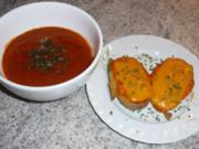 Süppchen: Tomatensuppe mit einer überbackenen Kartoffel - Rezept