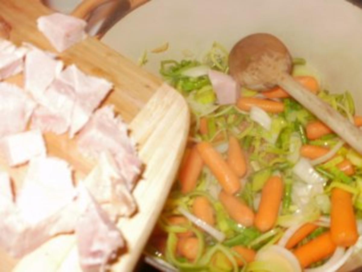 Suppe - Spargel, Gemuese und Spaetzle,  Huenersuppe selbst gemacht -  mit Spaetzel, Schinken oder Huehnerfleisch mit Gemuese - Rezept - Bild Nr. 6
