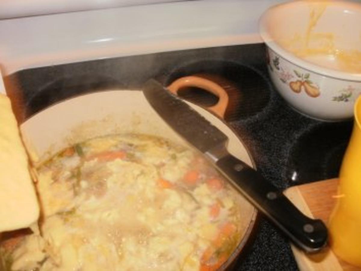 Suppe - Spargel, Gemuese und Spaetzle,  Huenersuppe selbst gemacht -  mit Spaetzel, Schinken oder Huehnerfleisch mit Gemuese - Rezept - Bild Nr. 9