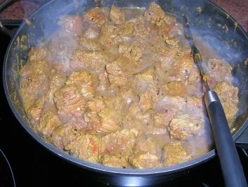 Indonesischer Schmortopf an Wildreis mit in Sesam geschwenkten großen langen Bohnen (Hauptgang zum G.... Menü - Rezept - Bild Nr. 6