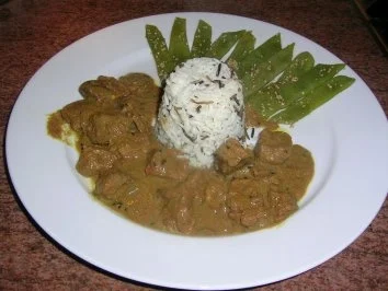 Indonesischer Schmortopf an Wildreis mit in Sesam geschwenkten großen langen Bohnen (Hauptgang zum G.... Menü - Rezept - Bild Nr. 7