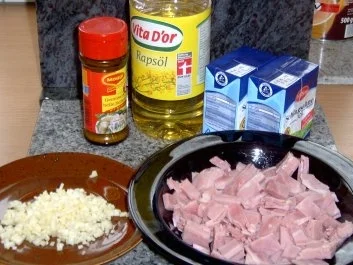 Nudeln: Knoblauch - Sahne Nudeln mit Schinken - Rezept - Bild Nr. 2