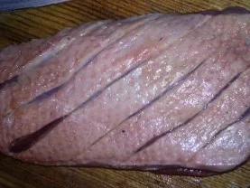 Entenbrust mit Preiselbeersoße an geschmortem Chicoree mit gefüllten Klösen - Rezept - Bild Nr. 4