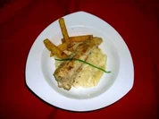 Seeteufel auf  Spargelragout mit Kartoffelsticks - Rezept