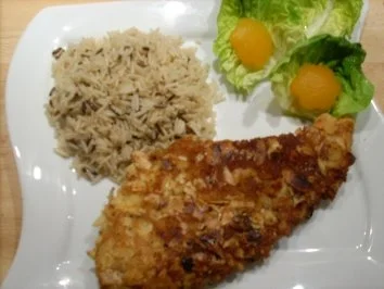 Rezept: Putenschnitzel in Mandelhülle an Aprikosen-Curry-Sauce Bild Nr. 2 Putenschnitzel in Mandelhülle an Aprikosen-Curry-Sauce - Rezept - Bild Nr. 2