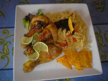 Hänchenschenkel in milder Schärfe - Rezept