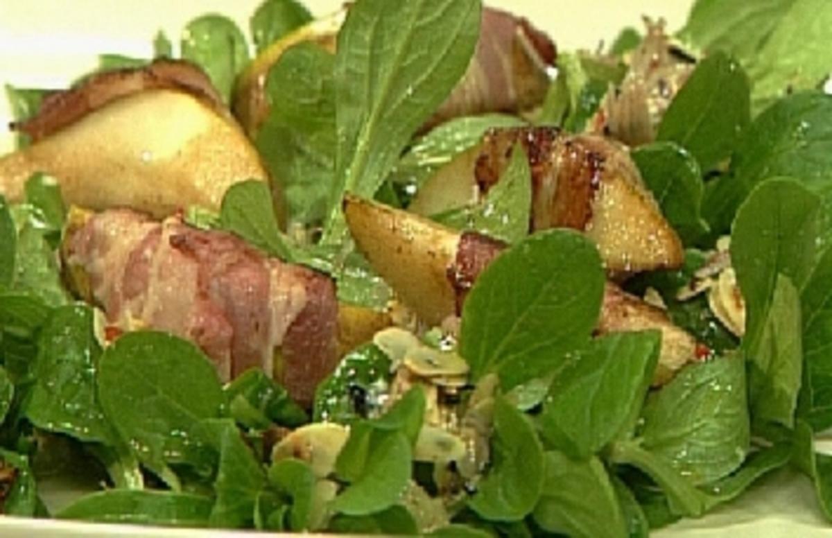 Feldsalat mit Speck, Birnen und scharfer Vinaigrette - Rezept By Ganz
und Gar