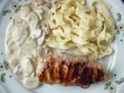 Hähnchenbrust mit Bacon und Champignon - Käse - Soße - Rezept