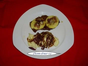 Kalbsleber mit glasierten Apfelscheiben, - Rezept