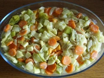 Vegetarisches - Auflauf mit Kartoffeln, Süsskartoffeln, Porree - Rezept - Bild Nr. 4