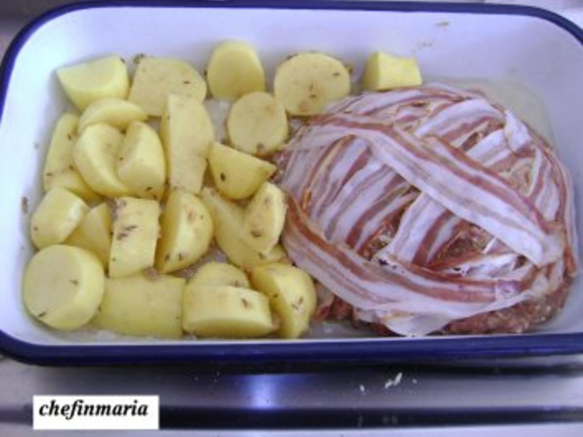 Hackbraten im Speckmantel mit Bratkartoffel - Rezept - kochbar.de