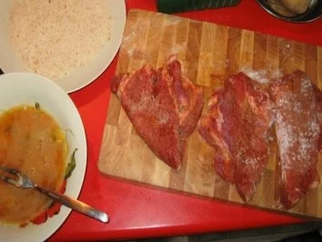 Rezept: Schweinekamm"schnitzel" ( Rösti, Rotweinchampignons im KB ) Bild Nr. 4 Schweinekamm"schnitzel" ( Rösti, Rotweinchampignons im KB ) - Rezept - Bild Nr. 4