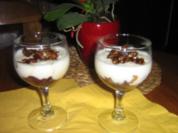 Cranberrie-Birnen Dessert mit karamelisierten  Walnüssen - Rezept