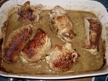 Gefüllte Putenröllchen auf Süß-Sauer Rotkohl - Rezept