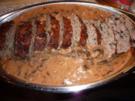 Fl/Rind/Schwein: Hackbraten mit Champignonsauce - Rezept