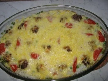 Hackbällchen-Reis-Auflauf - Rezept