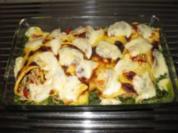 Gefüllte Pfannkuchen im Spinatbett ....... - Rezept