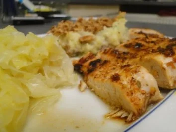 Spitzkohl mit Kartoffelpüree und Pilze untereinander, dazu Putenschnitzel   (Fotos) - Rezept - Bild Nr. 11