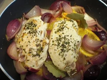 Feigengefüllte Hähnchenbrust mit Zwiebeln und Portwein-Orangensauce - Rezept - Bild Nr. 6
