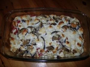 Nudelauflauf mit Auberginen und Ziegenkäse - Rezept