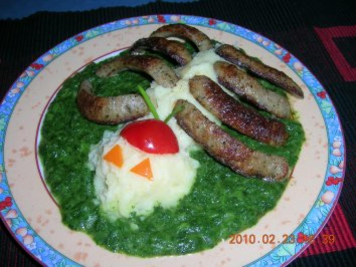 Bilder für Spinne Thekla mit Bratwurst und Pürree - Rezept