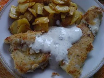 Rezept: Fischfilet mit Röstkartoffeln und grüner Soße Bild Nr. 2 Fischfilet mit Röstkartoffeln und grüner Soße - Rezept - Bild Nr. 2