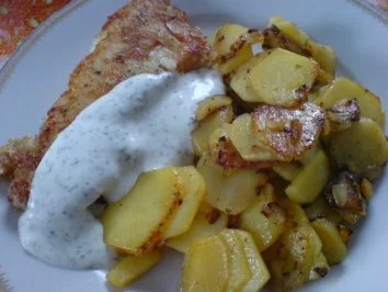 Rezept: Fischfilet mit Röstkartoffeln und grüner Soße Bild Nr. 13 Fischfilet mit Röstkartoffeln und grüner Soße - Rezept - Bild Nr. 13