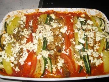 Gemüseauflauf mit GyrosFleisch - Rezept