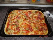 Rezept: Pikante Kuchen : Pizzateig + fertige Pizza Pikante Kuchen : Pizzateig + fertige Pizza - Rezept