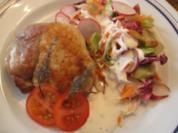 Gefülltes Schweineschnitzel natur mit roten Zwiebeln - Rezept